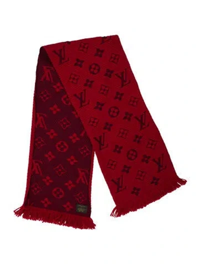 Pre-owned Louis Vuitton Logomania Wool Scarf In Red