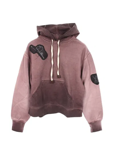 Pre-owned Louis Vuitton Logo-patch Cotton Gradation Hoodie In Purple