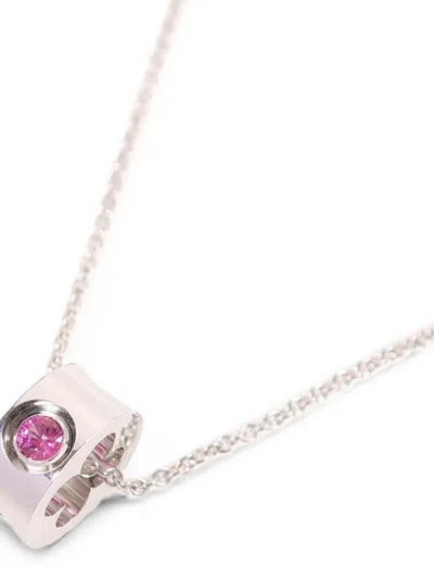 Pre-owned Louis Vuitton Logo-pendant Sapphire Necklace In Silver