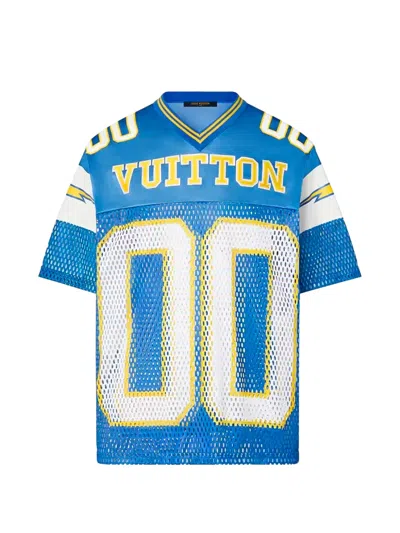 Louis Vuitton Logo-print Mesh-panel T-shirt In Blue