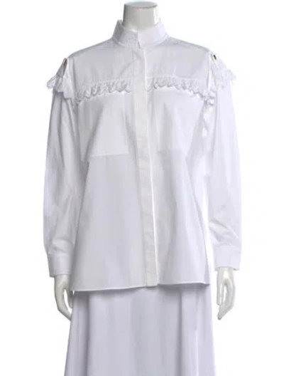 Pre-owned Louis Vuitton Long Sleeve Blouse In White