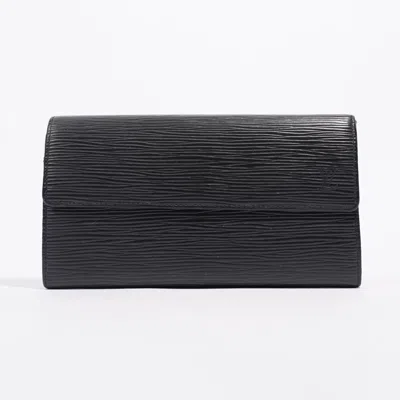 Pre-owned Louis Vuitton Long Wallet Epi Leather In Black