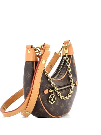 Pre-owned Louis Vuitton Loop Handbag Monogram Canvas Hobo Bag In Brown