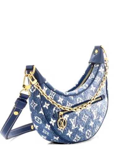 Pre-owned Louis Vuitton Loop Handbag Monogram Jacquard Denim Hobo Bag In Blue