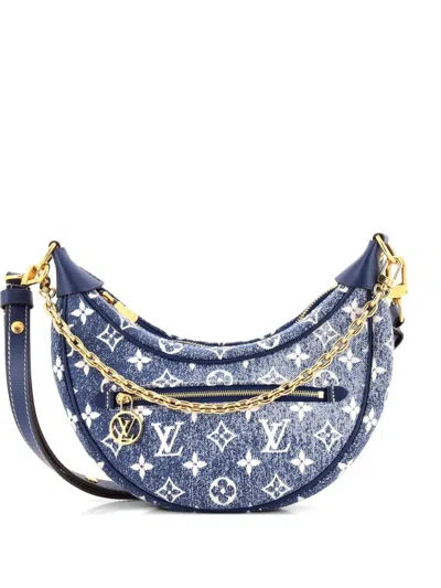 Pre-owned Louis Vuitton Loop Handbag Monogram Jacquard Denim Hobo Bag In Blue