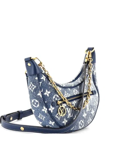 Pre-owned Louis Vuitton Loop Handbag Monogram Jacquard Denim Hobo Bag In Blue