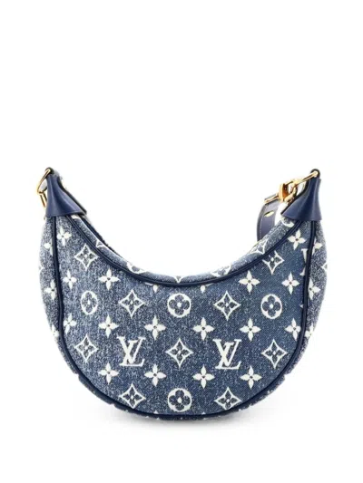 Pre-owned Louis Vuitton Loop Handbag Monogram Jacquard Denim Hobo Bag In Blue