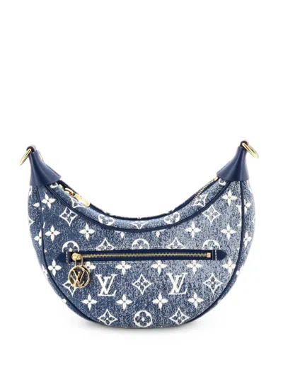Pre-owned Louis Vuitton Loop Handbag Monogram Jacquard Denim Hobo Bag In Blue