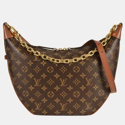 Pre-owned Louis Vuitton Loop Hobo Shoulder Bag Monogram Reverse Canvas In Brown