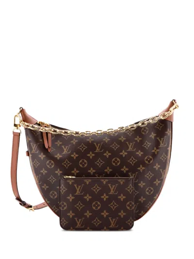 Pre-owned Louis Vuitton Loop Reverse Monogram Canvas Hobo Bag In Brown