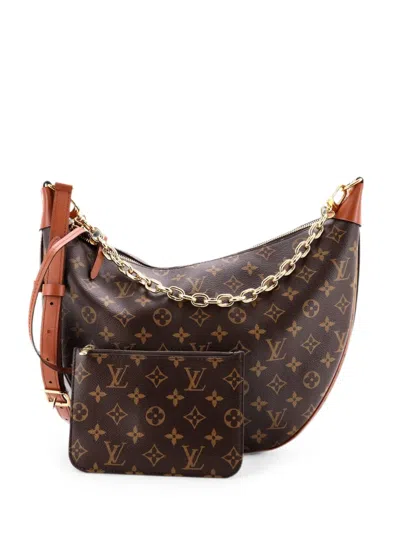 Pre-owned Louis Vuitton Loop Reverse Monogram Canvas Hobo Bag In Brown