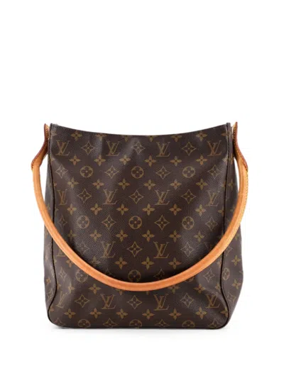 Pre-owned Louis Vuitton Looping Handbag Monogram Canvas Gm Shoulder Bag In Brown