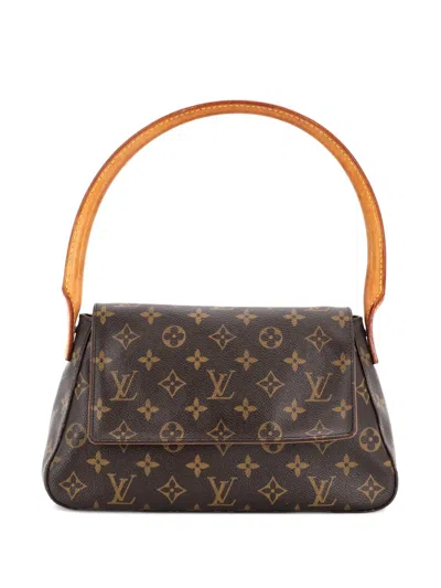 Pre-owned Louis Vuitton Looping Handbag Monogram Canvas Mini Satchel In Brown