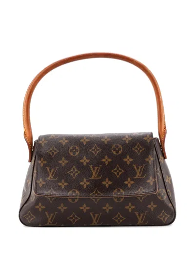Pre-owned Louis Vuitton Looping Handbag Monogram Canvas Mini Satchel In Brown