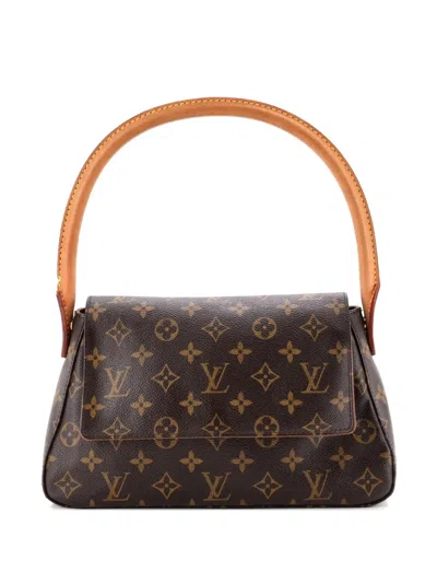 Pre-owned Louis Vuitton Looping Handbag Monogram Canvas Mini Satchel In Brown