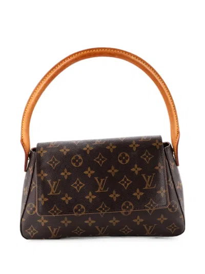 Pre-owned Louis Vuitton Looping Handbag Monogram Canvas Mini Satchel In Brown