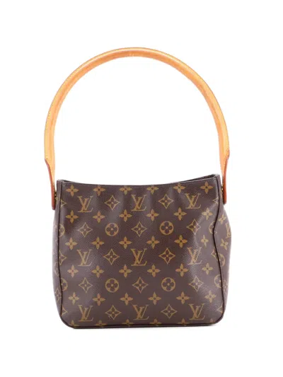 Pre-owned Louis Vuitton Looping Handbag Monogram Canvas Mm Satchel In Brown