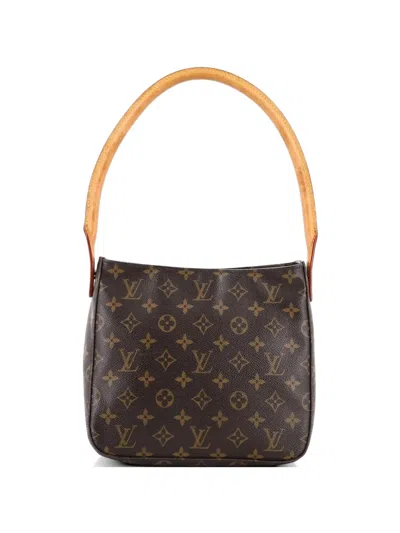 Pre-owned Louis Vuitton Looping Handbag Monogram Canvas Mm Satchel In Brown