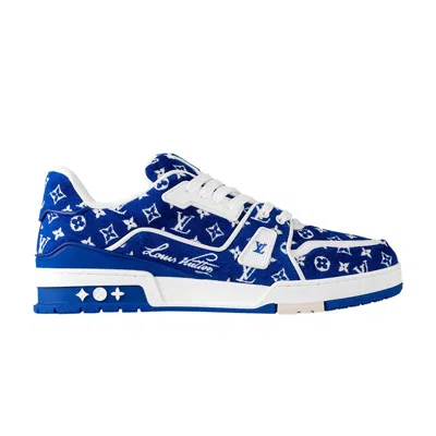 Pre-owned Louis Vuitton Trainer Sneaker 'blue Monogram Textile' | Men's Size 7