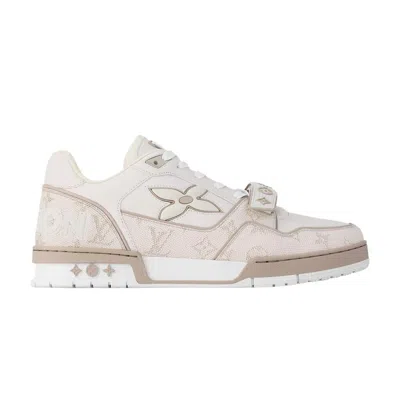 Pre-owned Louis Vuitton Trainer 'velcro Strap - Beige Monogram Flowers' | Cream | Men's Size 9.5 In White