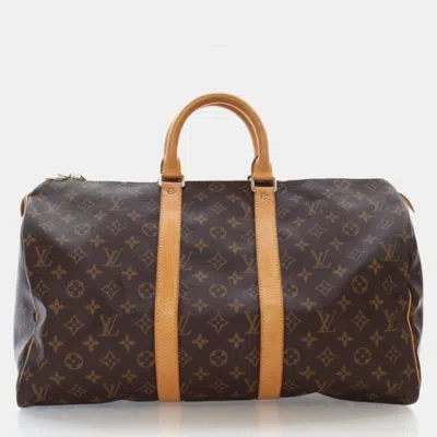 Pre-owned Louis Vuitton Louis Vutton Monogram Canvas Keepall 45 In Brown