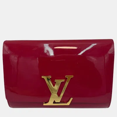 Pre-owned Louis Vuitton Louise Rouge Grenadine Vernis Leather Clutch Bag In Red