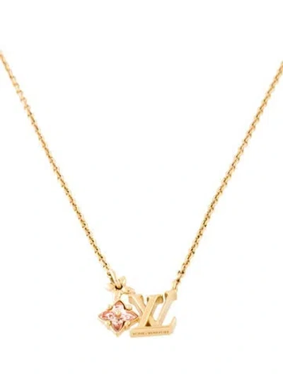Pre-owned Louis Vuitton Loulougram Pendant Necklace, 17.5" In Pink