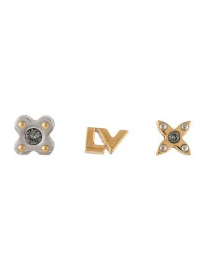 Pre-owned Louis Vuitton Love Letters Earring Set Of 3 In Clear/grey
