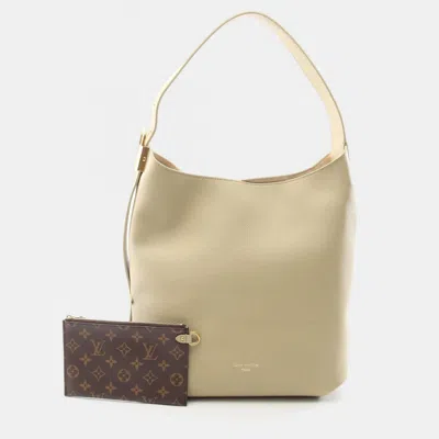 Pre-owned Louis Vuitton Low Key Hobo Mm Shoulder Bag Leather Limestone In Sand