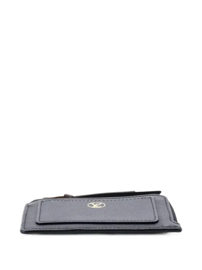 Pre-owned Louis Vuitton Low Key Zipped Leather Card Holder In Black