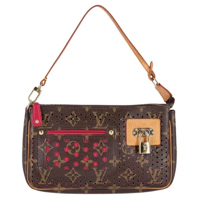 Pre-owned Louis Vuitton Ltd Edition Monogram Perforated Coated Canvas Pochette Bag In Black