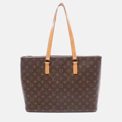 Pre-owned Louis Vuitton Luco Shoulder Tote Bag M51155 Monogram Canvas Leather Used Women In Brown