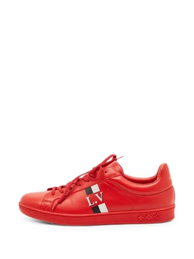Pre-owned Louis Vuitton Luxembourg Leather Sneakers In Red