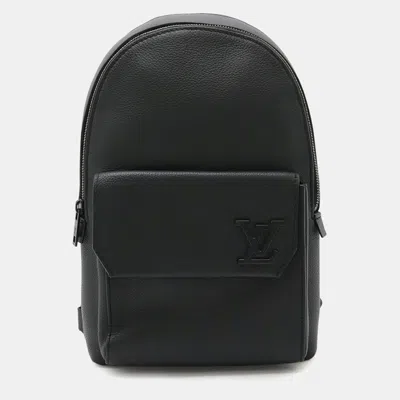 Pre-owned Louis Vuitton Lv Aerogram Pilot Sling Bag Body Shoulder Leather Noir Black