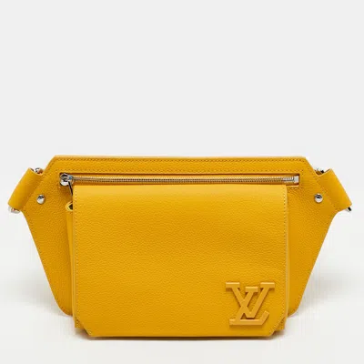 Pre-owned Louis Vuitton Lv Aerogram Saffron Leather Sling Bag In Yellow