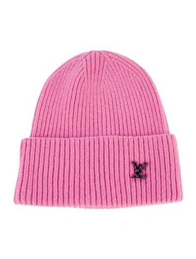 Pre-owned Louis Vuitton Lv Ahead Cashmere Knit Beanie In Pink