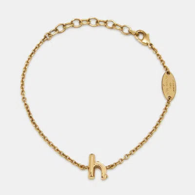 Pre-owned Louis Vuitton Lv & Me Letter H Gold Tone Bracelet