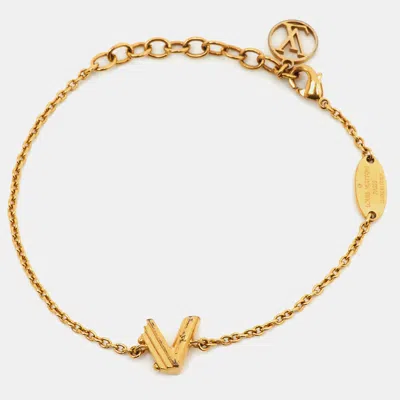 Pre-owned Louis Vuitton Lv & Me Letter V Gold Tone Bracelet