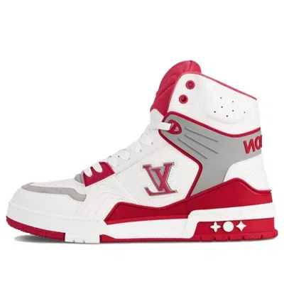 Pre-owned Louis Vuitton Lv Ankle Trainers 'white Red Grey' In Multi