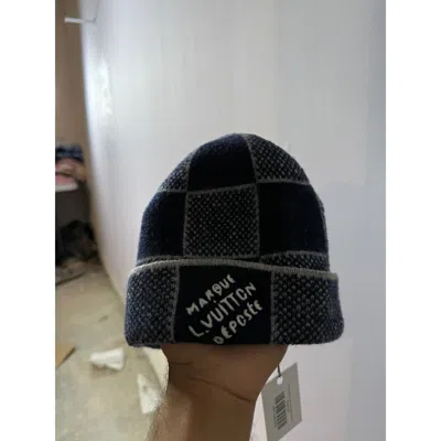 Pre-owned Louis Vuitton Lv Beanie Navy Damier Herritage Used One Size In Blue