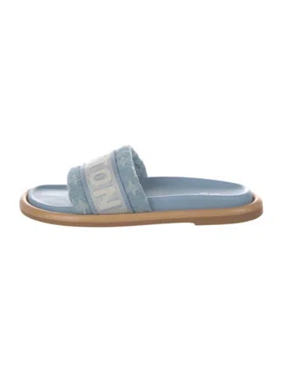 Pre-owned Louis Vuitton Lv Bliss Comfort Mule Denim Slides In Blue