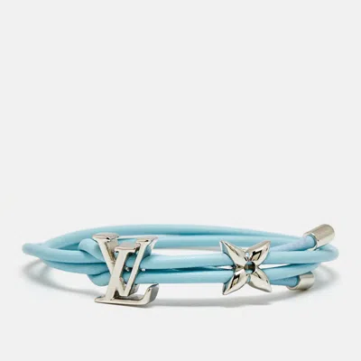 Pre-owned Louis Vuitton Lv Bloom Charm Leather Silver Tone Bracelet