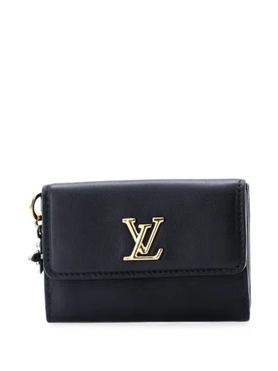 Pre-owned Louis Vuitton Lv Bloom Trifold Wallet Leather Mini Small Wallets In Black