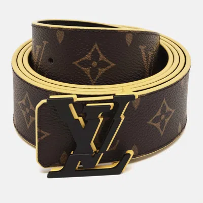 Pre-owned Louis Vuitton Lv Broken 110 Cm Reversible Buckle Belt Monogram Canvas In Brown