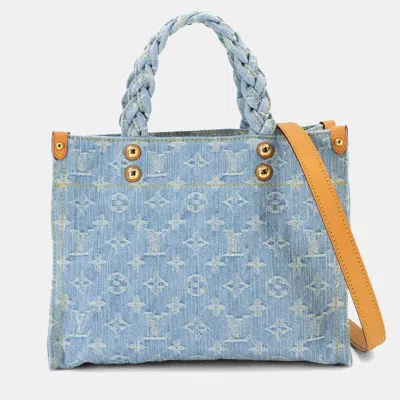 Pre-owned Louis Vuitton Lv By The Pool Let Go 2-way Hand Shoulder Bag Monogram Denim Sky Blue
