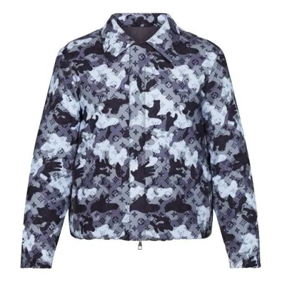 Pre-owned Louis Vuitton Lv Camouflage Double-sided Trainer Jacket For Men Blue In Brown