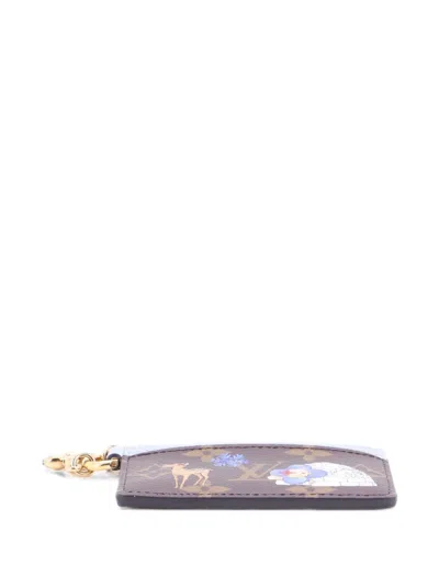 Pre-owned Louis Vuitton Lv Charms Limited Edition Christmas Animation Monogram Canvas Card Holder In Blue
