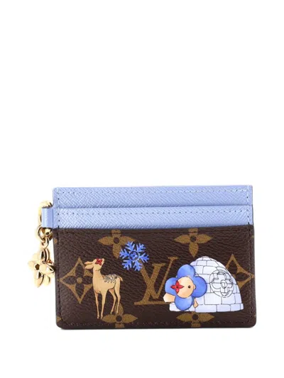 Pre-owned Louis Vuitton Lv Charms Limited Edition Christmas Animation Monogram Canvas Card Holder In Brown