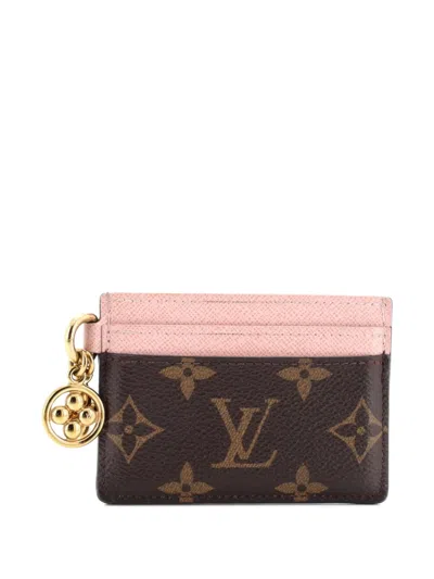 Pre-owned Louis Vuitton Lv Charms Monogram Canvas And Leather Card Holder In Brown