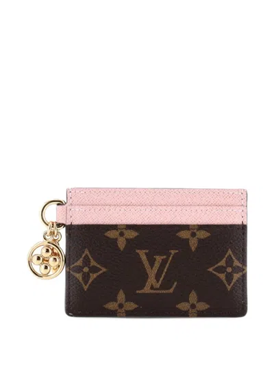 Pre-owned Louis Vuitton Lv Charms Monogram Canvas And Leather Card Holder In Brown